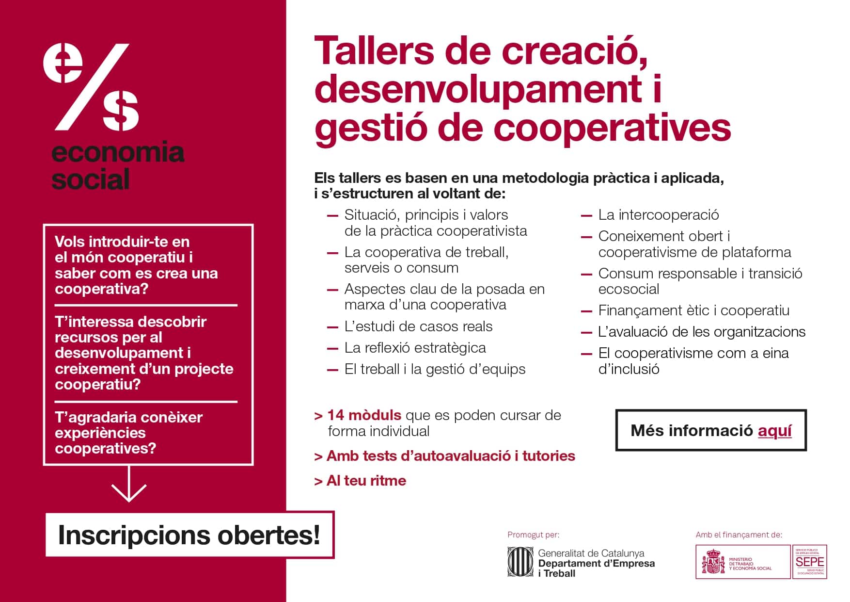 Tallers de creació, desenvolupament i gestió de cooperatives
